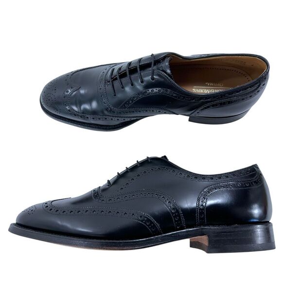 Johnston & Murphy Optima Black Leather Wing Tip Brogue Men's Size 10.5 - Picture 7 of 9